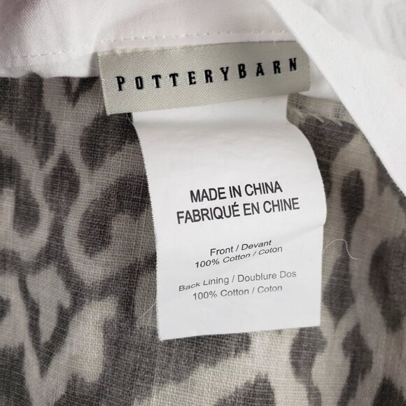 Pottery Barn Ingrid Drape Gray Ivory Ikat Cotton Lined 50" x 84" - Picture 4 of 5